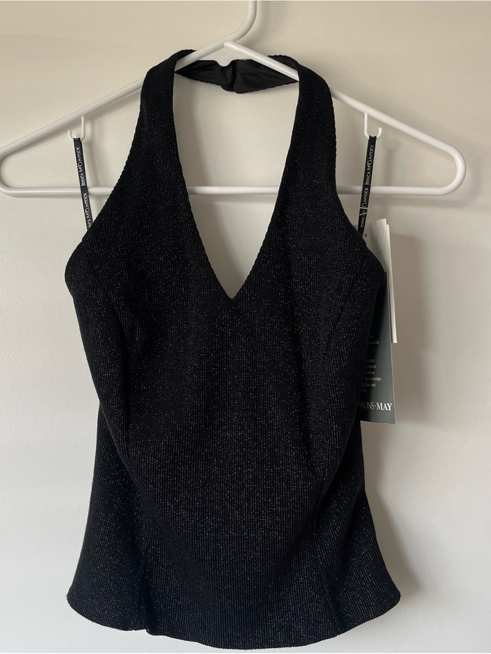 (SOLD) Jessica McClintock Black Glitter Halter Top